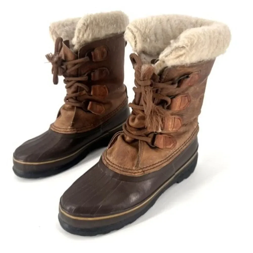 Sorel Women’s Alpine Waterproof Sherpa Lined leather Boots size 7 Duck‎ Caribou